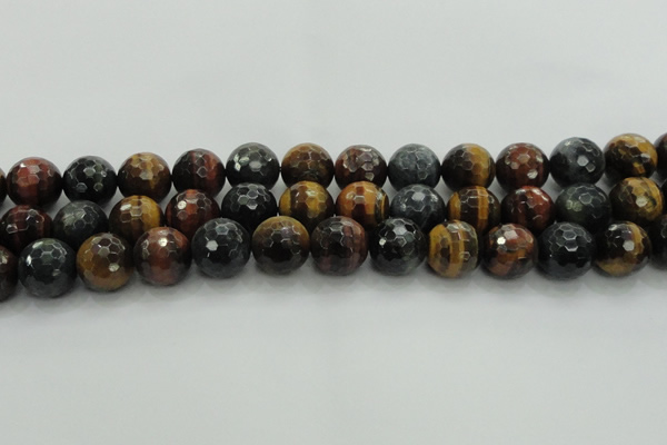 CTE1477 15.5 inches 18mm faceted round mixed tiger eye beads