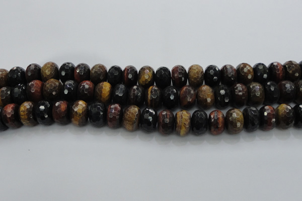 CTE1484 15.5 inches 8*14mm faceted rondelle mixed tiger eye beads