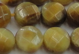 CTE1540 15.5 inches 18mm faceted coin golden tiger eye beads