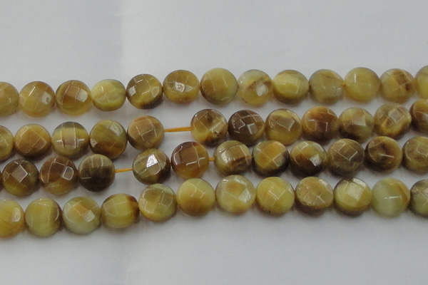 CTE1540 15.5 inches 18mm faceted coin golden tiger eye beads