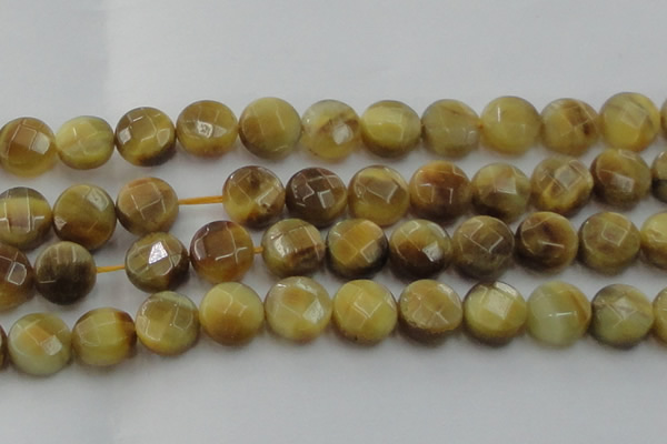 CTE1541 15.5 inches 20mm faceted coin golden tiger eye beads