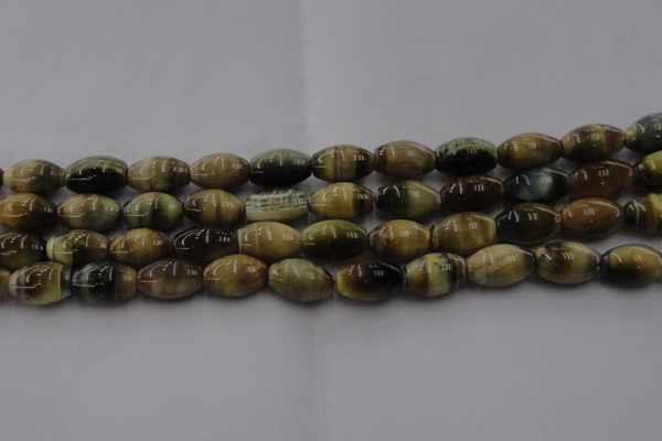 CTE1554 15.5 inches 10*14mm rice golden & blue tiger eye beads wholesale