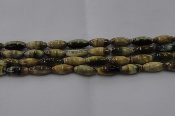 CTE1559 15.5 inches 8*18mm rice golden & blue tiger eye beads wholesale