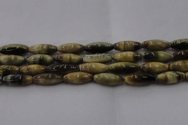 CTE1560 15.5 inches 10*30mm rice golden & blue tiger eye beads wholesale