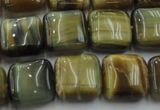 CTE1564 15.5 inches 12*12mm square golden & blue tiger eye beads wholesale