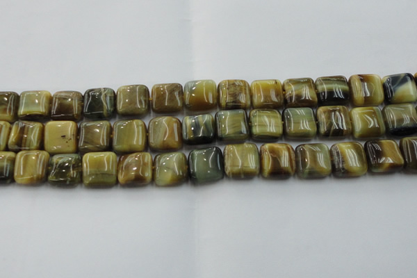 CTE1565 15.5 inches 14*14mm square golden & blue tiger eye beads wholesale