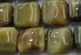 CTE1566 15.5 inches 16*16mm square golden & blue tiger eye beads wholesale