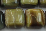 CTE1568 15.5 inches 20*20mm square golden & blue tiger eye beads wholesale