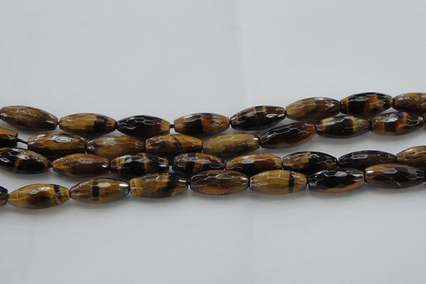 CTE1586 15.5 inches 8*18mm faceted rice yellow tiger eye beads