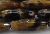 CTE1587 15.5 inches 10*30mm faceted rice yellow tiger eye beads