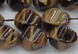 CTE1591 15.5 inches 12*16mm twisted rice yellow tiger eye beads