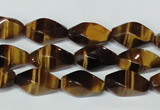 CTE171 15.5 inches 6*12mm twisted rice yellow tiger eye gemstone beads