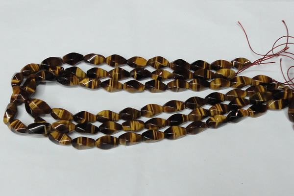 CTE171 15.5 inches 6*12mm twisted rice yellow tiger eye gemstone beads