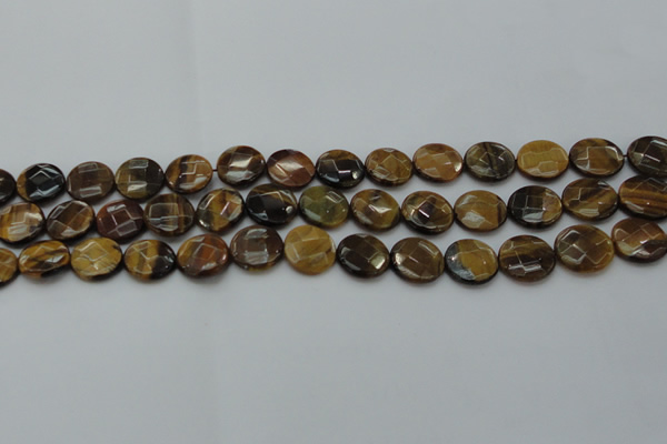 CTE1725 15.5 inches 12mm faceted coin yellow tiger eye beads