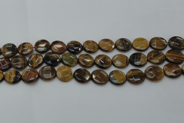 CTE1727 15.5 inches 16mm faceted coin yellow tiger eye beads