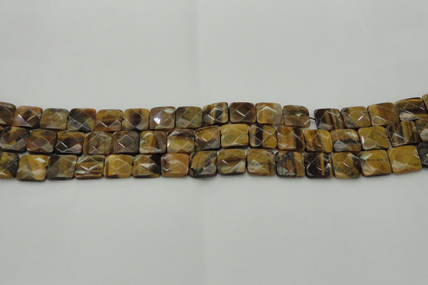 CTE1731 15.5 inches 10*10mm faceted square yellow tiger eye beads