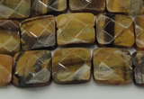 CTE1732 15.5 inches 12*12mm faceted square yellow tiger eye beads