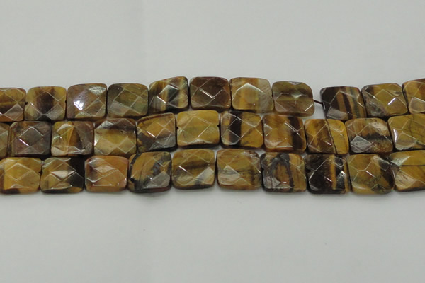 CTE1736 15.5 inches 20*20mm faceted square yellow tiger eye beads