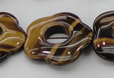 CTE1746 15.5 inches 34mm carved flower yellow tiger eye beads