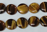 CTE176 15.5 inches 12mm flat round yellow tiger eye gemstone beads