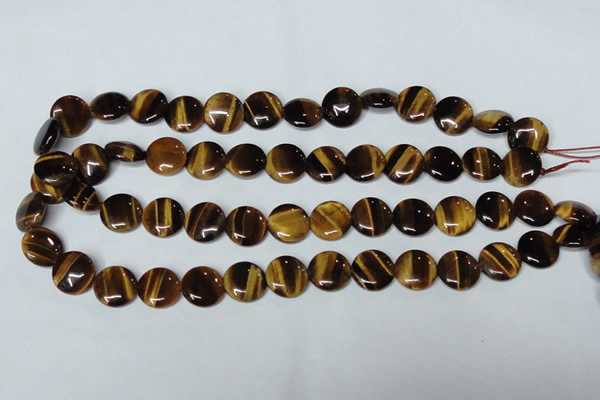 CTE176 15.5 inches 12mm flat round yellow tiger eye gemstone beads