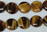 CTE177 15.5 inches 14mm flat round yellow tiger eye gemstone beads