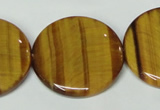 CTE178 15.5 inches 30mm flat round yellow tiger eye gemstone beads