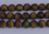 CTE1810 15.5 inches 4mm round matte yellow iron tiger beads