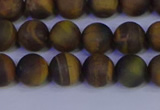 CTE1812 15.5 inches 8mm round matte yellow iron tiger beads