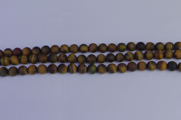 CTE1812 15.5 inches 8mm round matte yellow iron tiger beads