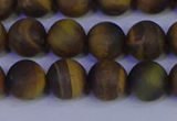 CTE1813 15.5 inches 10mm round matte yellow iron tiger beads