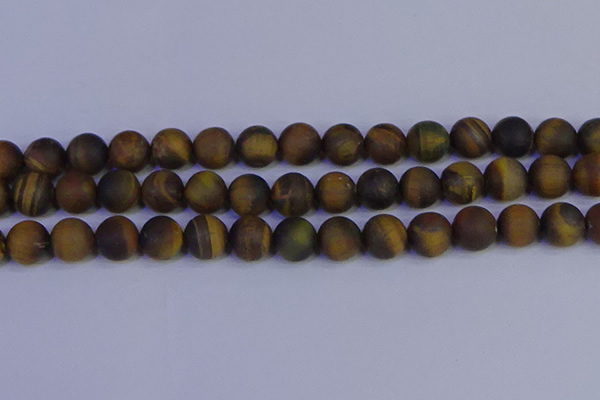 CTE1815 15.5 inches 14mm round matte yellow iron tiger beads