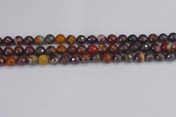 CTE1821 15.5 inches 10mm faceted round red iron tiger beads