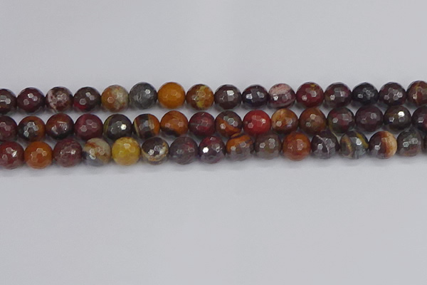 CTE1822 15.5 inches 12mm faceted round red iron tiger beads