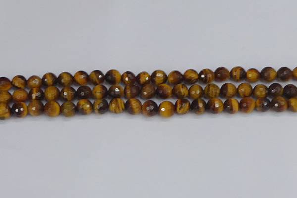 CTE1828 15.5 inches 8mm faceted round yellow tiger eye beads