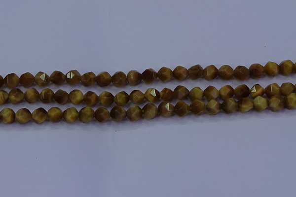 CTE1901 15.5 inches 6mm faceted nuggets golden tiger eye beads