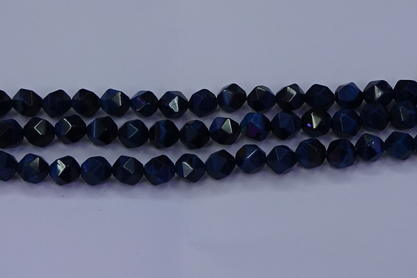 CTE1914 15.5 inches 12mm faceted nuggets blue tiger eye beads