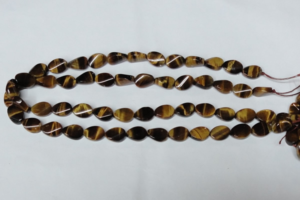 CTE192 15.5 inches 10*14mm twisted oval yellow tiger eye gemstone beads