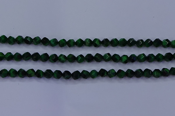 CTE1921 15.5 inches 6mm faceted nuggets green tiger eye beads