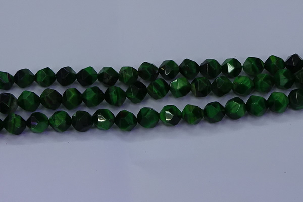 CTE1924 15.5 inches 12mm faceted nuggets green tiger eye beads