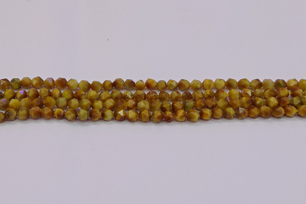 CTE1931 15.5 inches 6mm faceted nuggets golden tiger eye beads