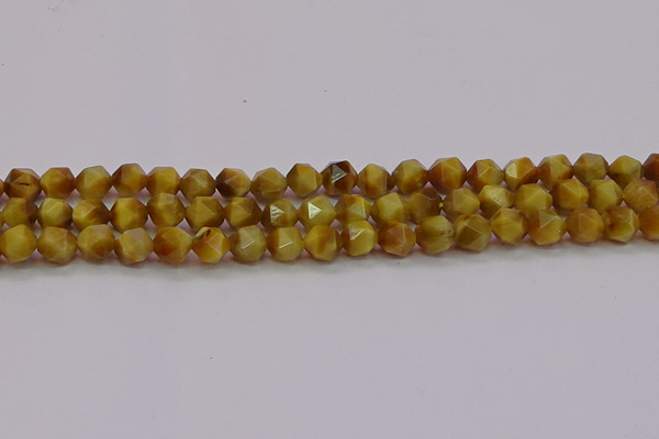 CTE1933 15.5 inches 10mm faceted nuggets golden tiger eye beads