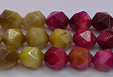 CTE1938 15.5 inches 10mm faceted nuggets mixed tiger eye beads