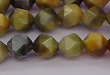 CTE1976 15.5 inches 8mm faceted nuggets golden & blue tiger eye beads