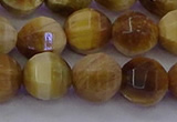 CTE1998 15.5 inches 10mm faceted round golden tiger eye beads