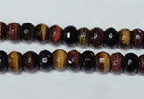 CTE200 15.5 inches 4*6mm faceted rondelle red & yellow tiger eye beads