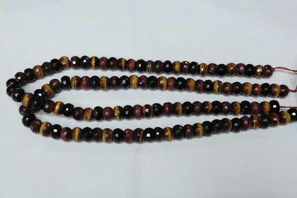 CTE202 15.5 inches 7*10mm faceted rondelle red & yellow tiger eye beads