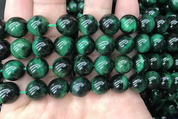 CTE2055 15.5 inches 14mm round green tiger eye beads wholesale