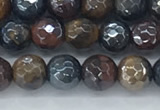 CTE2093 15.5 inches 6mm faceted round AB-color mixed tiger eye beads