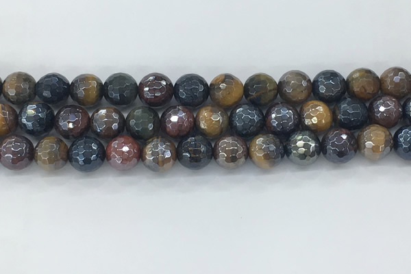 CTE2095 15.5 inches 10mm faceted round AB-color mixed tiger eye beads